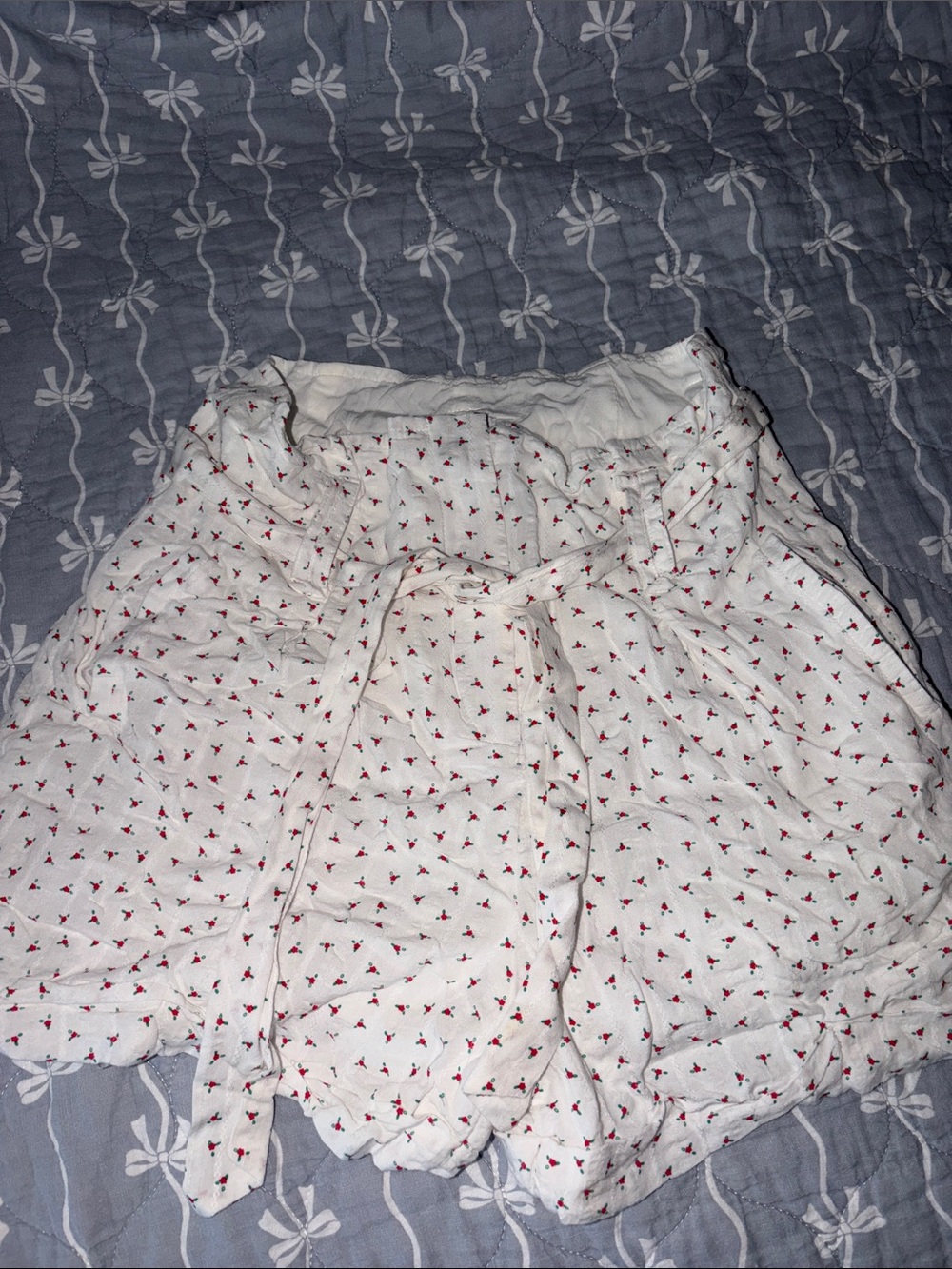 Molly Bracken White High-Waist Floral-Print Paperbag Shorts